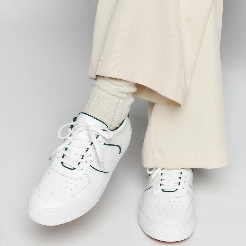 Reformation White and Green leather Sneakers